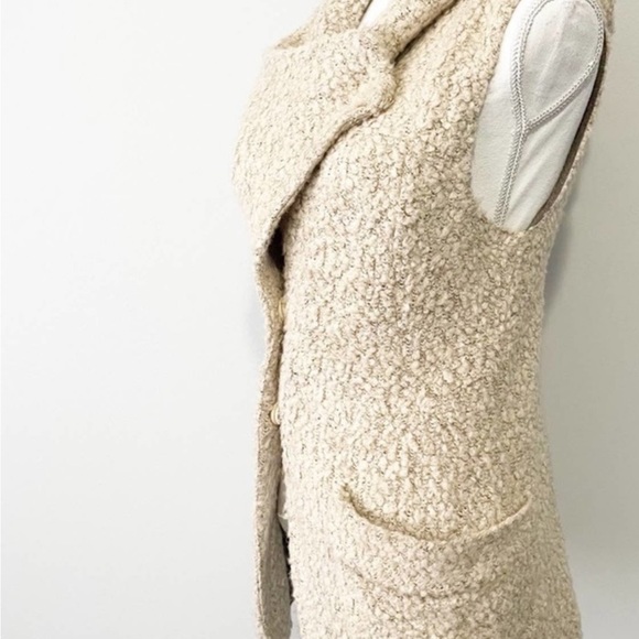 Miss me tan wool vest cowl neck hooded size small button pockets - Picture 5 of 8